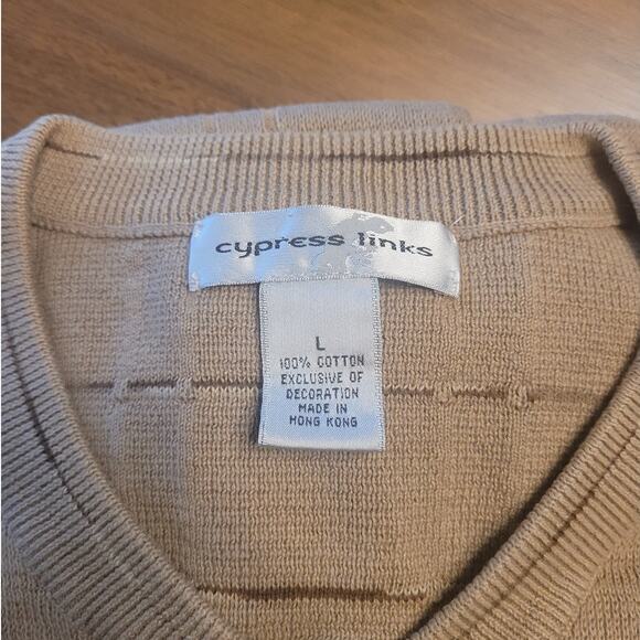 🏌️♂️ VTG Cypress Links Men’s Golf Sweater – Beige Textured Knit V-Neck –Size L - Picture 5 of 7
